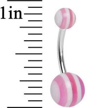 Load image into Gallery viewer, Acrylic Full of Sweetness Pink Striped Belly Ring
