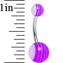 将图片加载到图库查看器，Acrylic Deep Ultra Violet Striped Belly Ring
