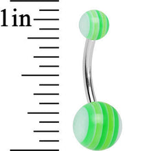 Load image into Gallery viewer, Acrylic Girly Green Eco Friendly Striped Belly Ring

