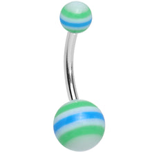 将图片加载到图库查看器，Acrylic Planetary Striped Green and Blue Belly Ring
