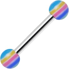 Load image into Gallery viewer, 18G Acrylic Pastel Rainbow Stripe Straight Barbell Eyebrow Ring
