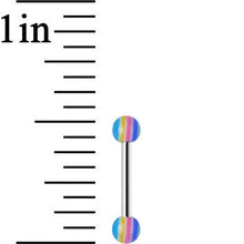 Load image into Gallery viewer, 18G Acrylic Pastel Rainbow Stripe Straight Barbell Eyebrow Ring
