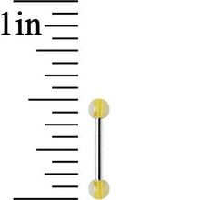 Load image into Gallery viewer, 18G Acrylic Eureka Yellow Stripe Straight Barbell Eyebrow Ring
