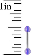 Load image into Gallery viewer, 18G Acrylic Plum Purple Stripe Straight Barbell Eyebrow Ring
