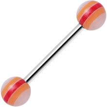 Load image into Gallery viewer, 14G Acrylic Sunny Tones Striped Straight Barbell Tongue Ring
