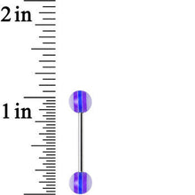 Load image into Gallery viewer, 14G Acrylic Purple Deepness Stripe Straight Barbell Tongue Ring
