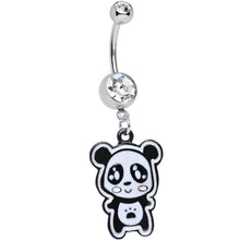将图片加载到图库查看器，Clear Gem Paw Print Tummy Panda Bear Dangle Belly Ring
