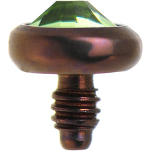 Load image into Gallery viewer, 14G 3mm Peridot Green Gem Bronze Anodized Titanium Dermal Top
