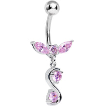 将图片加载到图库查看器，Pink Cubic Zirconia Flight to Infinity Dangle Belly Ring
