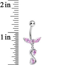 将图片加载到图库查看器，Pink Cubic Zirconia Flight to Infinity Dangle Belly Ring
