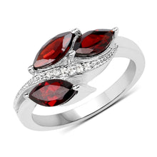 Load image into Gallery viewer, 1.98 Carat Genuine  Garnet and White Topaz .925 Sterling Silver Ring
