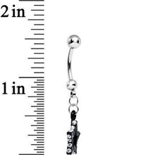 Load image into Gallery viewer, Clear Gem Sparkling Outline Stripe Black Star Dangle Belly Ring

