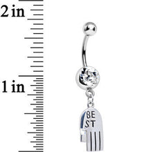 Load image into Gallery viewer, Clear Gem Holding Hands Best Friend Heart Dangle Belly Ring Set
