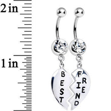 将图片加载到图库查看器，Clear Gem Best Friend Dedicated Heart Dangle Belly Ring Set
