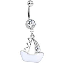 Load image into Gallery viewer, Clear Gem Mediterranean Sailboat Dangle Belly Ring
