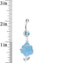 Load image into Gallery viewer, Aqua Gem Stainless Steel Blue Opera Flower Dangle Belly Ring
