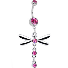 将图片加载到图库查看器，Pink Gem Midnight in the Bayou Dragonfly Dangle Belly Ring
