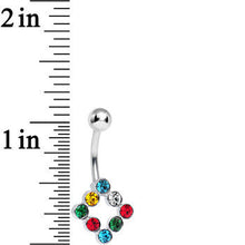 Load image into Gallery viewer, Multicolored Gem Universal Flux Inverse Square Belly Ring
