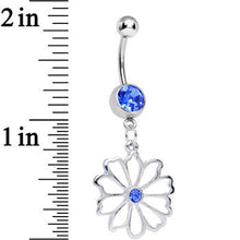 Load image into Gallery viewer, Blue CZ Sunny Season Hollow Flower Dangle Belly Ring
