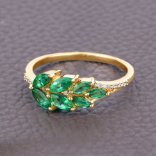 Load image into Gallery viewer, 0.68 Carat Genuine Zambian Emerald and White Diamond 14K Yellow Gold Ring
