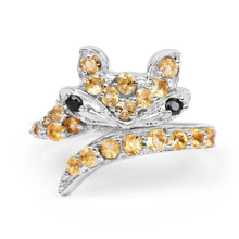 Load image into Gallery viewer, 1.00 Carat Genuine Citrine &amp; Black Spinel .925 Sterling Silver Ring
