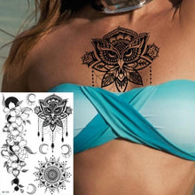 Load image into Gallery viewer, 53 Sheets Black Lace Temporary Tattoos Sticker Butterfly Flower Fake Tatoo Sticker Sexy  Black Henna Temporary Tattoos For Women
