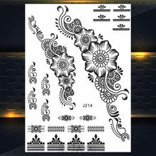 Load image into Gallery viewer, 53 Sheets Black Lace Temporary Tattoos Sticker Butterfly Flower Fake Tatoo Sticker Sexy  Black Henna Temporary Tattoos For Women
