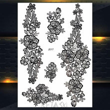 Load image into Gallery viewer, 53 Sheets Black Lace Temporary Tattoos Sticker Butterfly Flower Fake Tatoo Sticker Sexy  Black Henna Temporary Tattoos For Women
