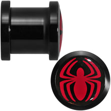 Load image into Gallery viewer, 00G Licensed Red Spider-Man Logo Acrylic Screw Fit Plugs Set
