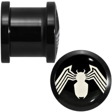 Load image into Gallery viewer, 7/16 Licensed White Spider-Man Logo Black PVD Screw Fit Plugs Set
