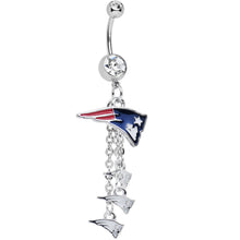 Load image into Gallery viewer, Clear Gem Proud New England Patriots NFL Dangle Belly Ring
