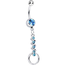 将图片加载到图库查看器，Aqua Gem Zig Zag Ribbon Door Knocker Dangle Belly Ring
