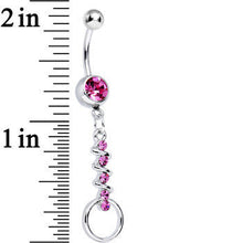Load image into Gallery viewer, Pink Gem Zig Zag Ribbon Door Knocker Dangle Belly Ring
