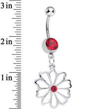 Load image into Gallery viewer, Red CZ Sunny Season Hollow Flower Dangle Belly Ring
