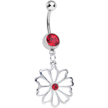 Load image into Gallery viewer, Red CZ Sunny Season Hollow Flower Dangle Belly Ring
