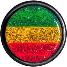 Load image into Gallery viewer, 18mm Green Red Yellow Acrylic Rasta Glitter Single Flare Plug

