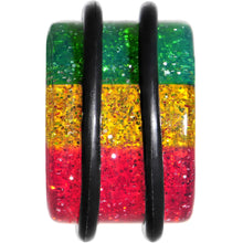 Load image into Gallery viewer, 18mm Green Red Yellow Acrylic Rasta Glitter Single Flare Plug
