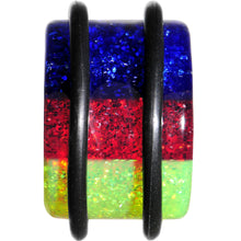 Load image into Gallery viewer, 9/16 Green Red Blue Acrylic Vibrant Glitter Single Flare Plug
