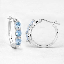 Load image into Gallery viewer, 1.75 Carat Genuine Aquamarine and White Diamond .925 Sterling Silver Earrings

