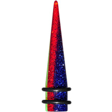 Load image into Gallery viewer, 00G Green Red Blue Acrylic Vibrant Glitter Taper
