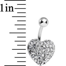 将图片加载到图库查看器，Clear Gem Flash of Love Heart Belly Ring
