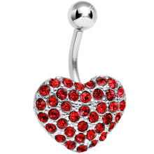 Load image into Gallery viewer, Red Gem Flash of Love Heart Belly Ring
