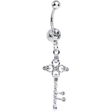 将图片加载到图库查看器，Clear Gem Sparkling Twisted Key Dangle Belly Ring
