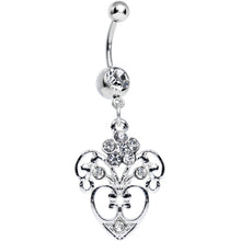 Load image into Gallery viewer, Clear Gem Flowering Heart Dangle Belly Ring
