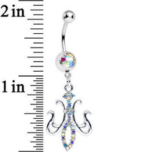 将图片加载到图库查看器，Aurora Gem Magnifique Fleur de Lis Dangle Belly Ring
