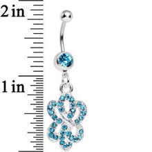 将图片加载到图库查看器，Aqua Gem Sparkling Sailor Knot Dangle Belly Ring
