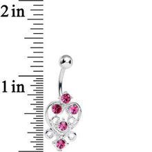 Load image into Gallery viewer, Pink Gem Lovely in Lace Heart Belly Ring
