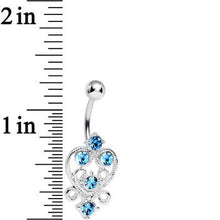 Load image into Gallery viewer, Aqua Gem Lovely in Lace Heart Belly Ring
