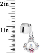 Load image into Gallery viewer, Pink and Aurora Gem Reigning Princess Crown Dangle Ear Cuff
