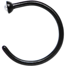 Load image into Gallery viewer, 20G 5/16 Clear Gem Black Anodized Titanium Nose Hoop
